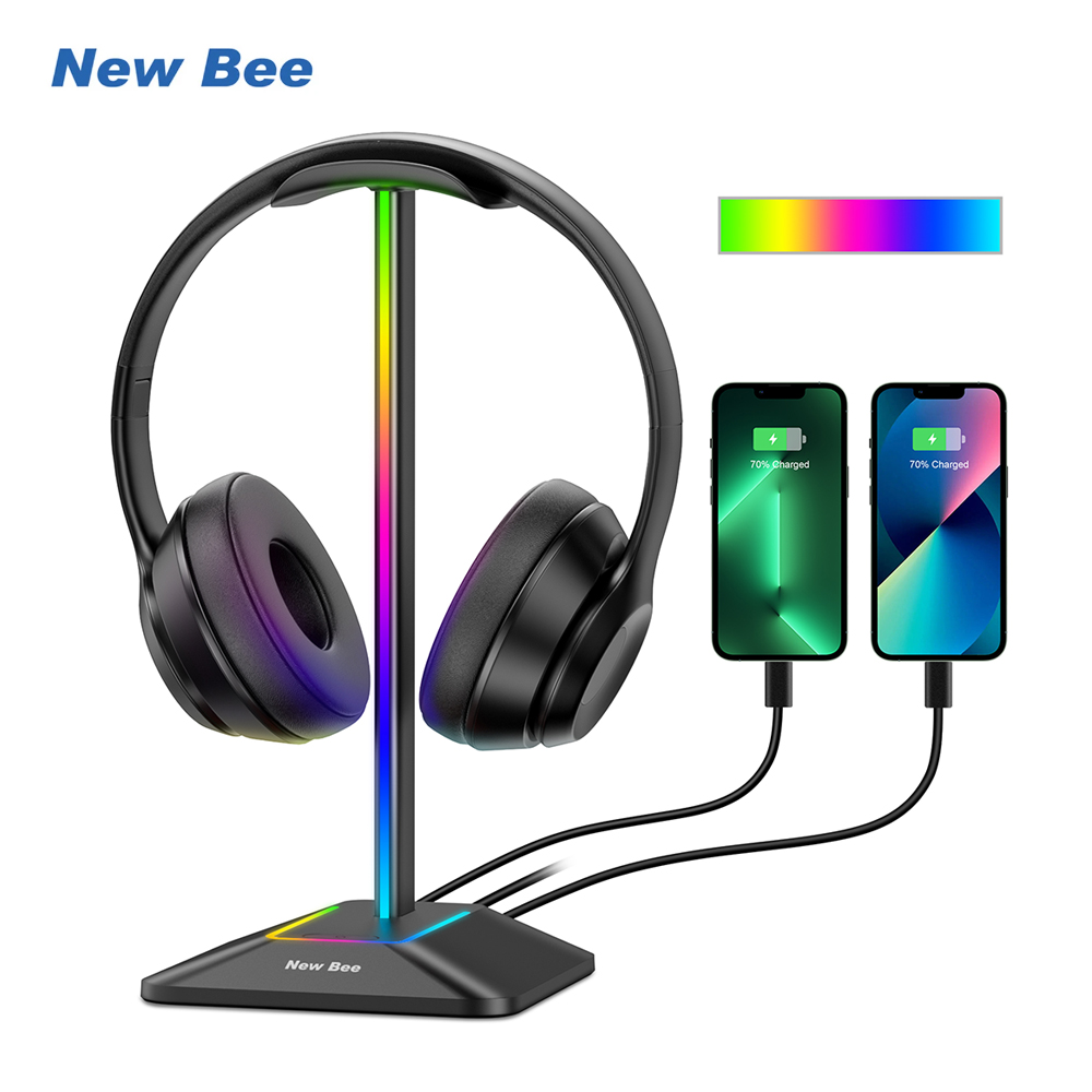 New Bee Z8 RGB Headphones Stan - Headphone Stand Desk ulasan dan harga