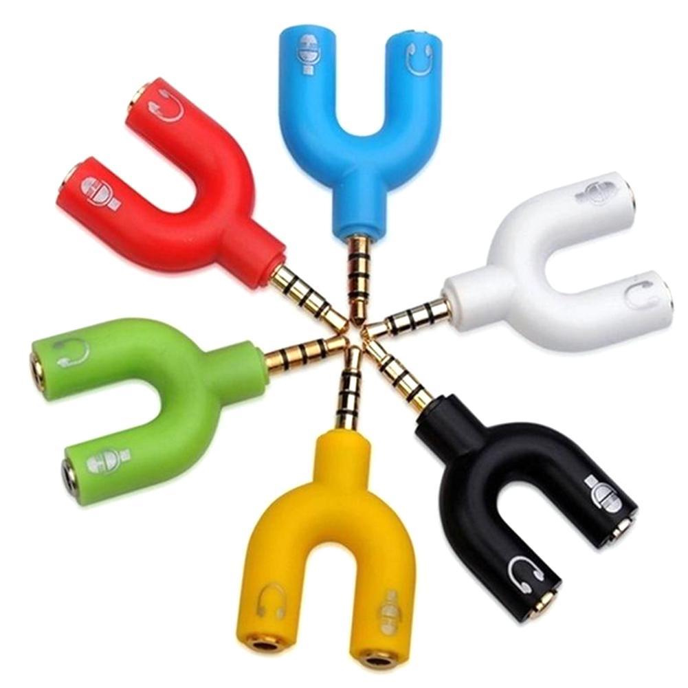 1PC Dual 3.5MM U Type Adapter  - Earphone Splitter Jack ulasan dan harga