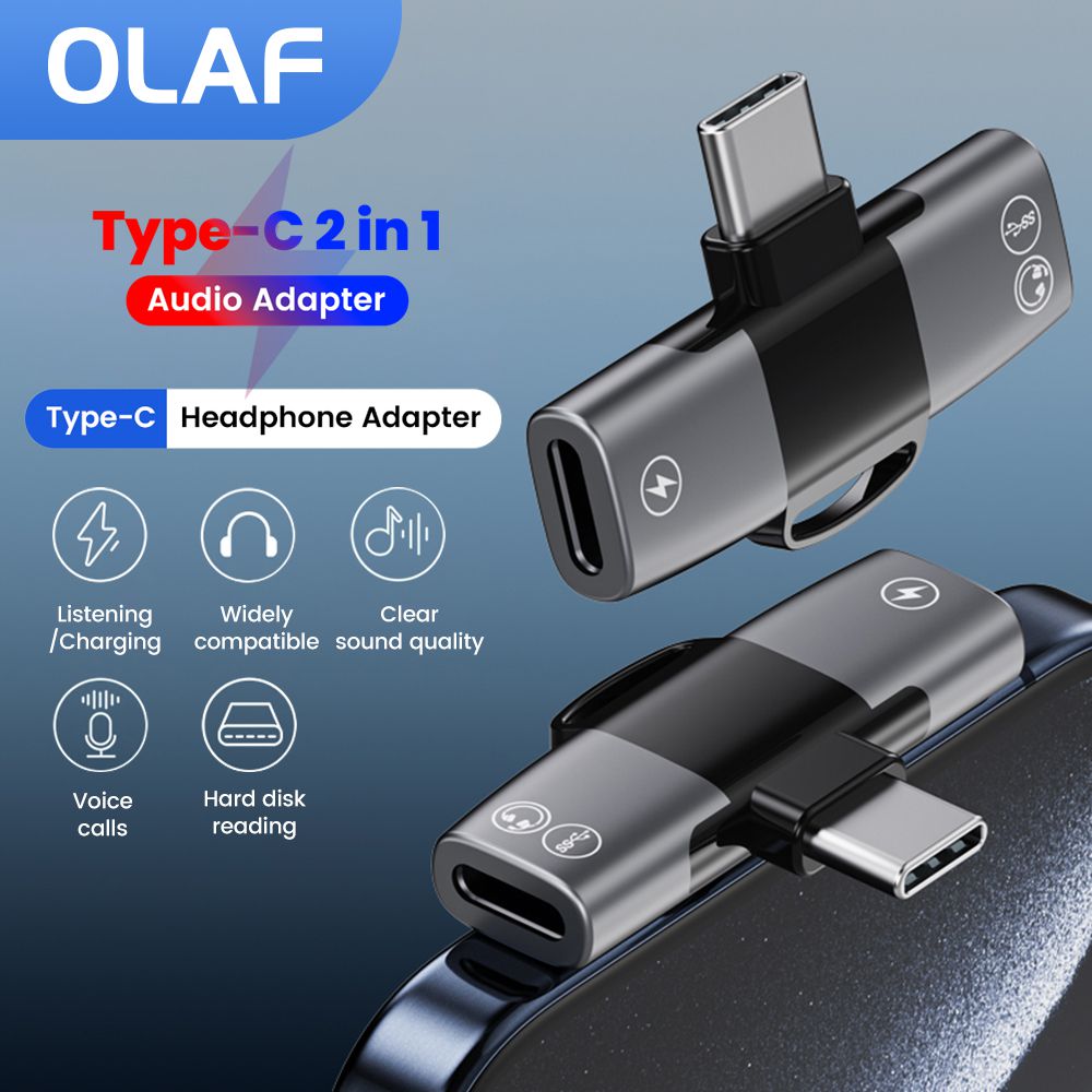 2 in 1 Type C Audio Adapter US - Earphone Splitter Jack ulasan dan harga